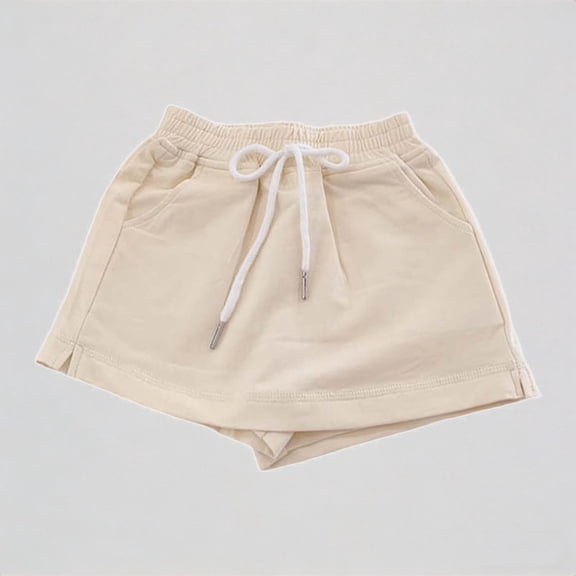 REDARER Girls Casual Solid Color Skorts with Elastic Waist & Drawstring Comfortable Summer Playwear for Kids,4-5 Years
