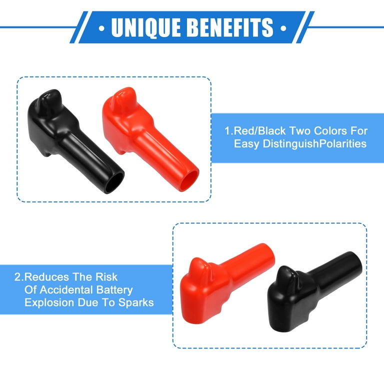 VekAuto Battery Terminal Insulation Covers 1 Pair - 16mm 12mm ID PVC Red Black Post Caps For Car Truck Motorcycle