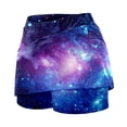 thumbnail image 4 of 2 In 1 Athletic Shorts Women Crossover High Waisted A-Line Pleated Mini Skirt Lightweight Comfy Breathable Athletic Workout Skirts Shorts with Drawstring,Purple,XXL, 4 of 5