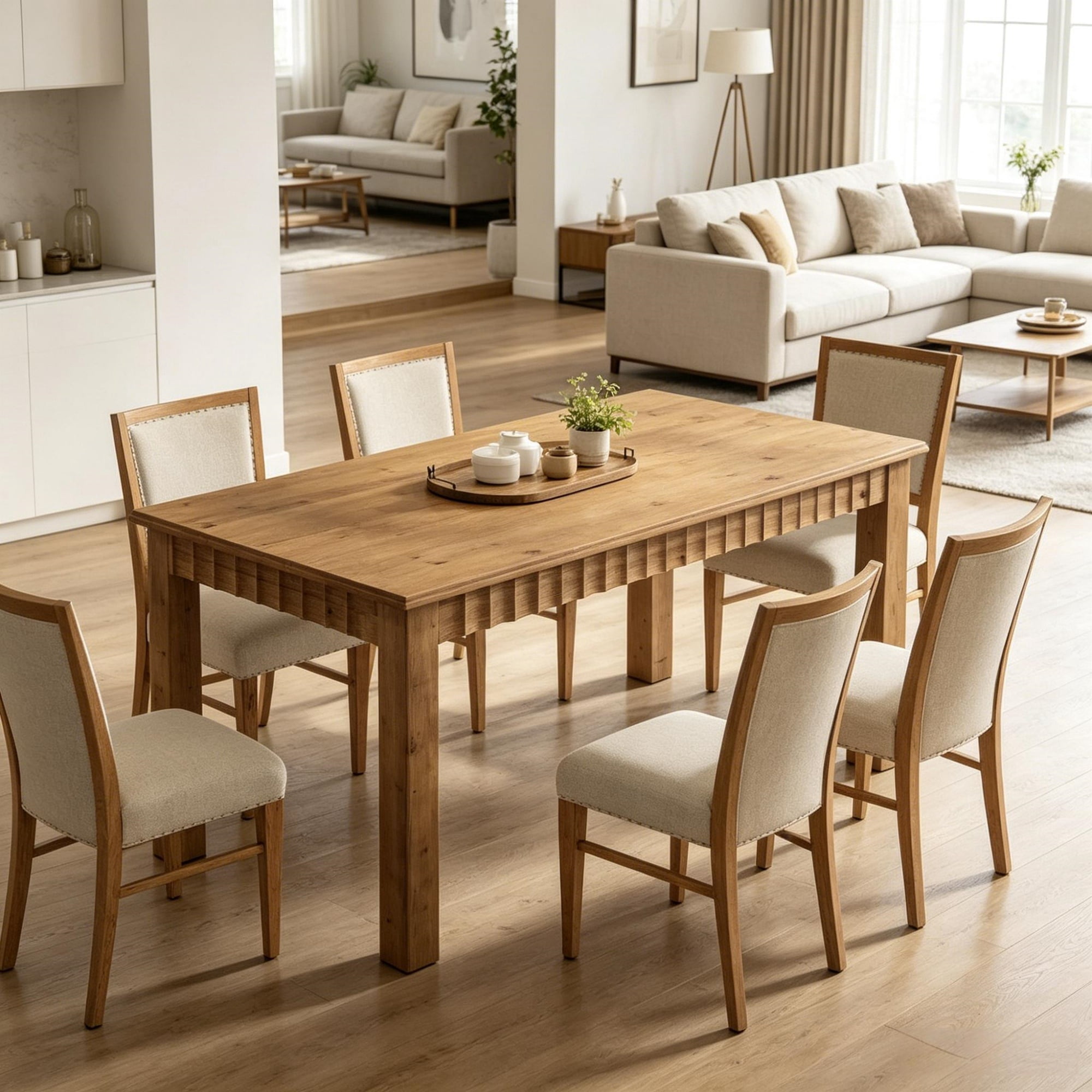 Solid Wood Dining Table, Rustic Brown