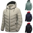 thumbnail image 4 of IROINNID Men's Long Sleeve Puffer Mid-Length Hoodie Jacket Solid Color Casual Winter Fashion Thick Fit Side Seam Pockets Warm Cotton Jacket, 4 of 4