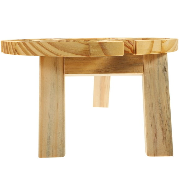 FONDOTIN Camping Picnic Supplies Wine Holder Natural Wood Color 1Set