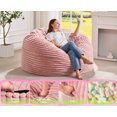 thumbnail image 4 of Hobestluk Bean Bag Chair Convertible Beanbag Chairs for Adults, 3 in 1 Bean Bags with Stripe Cover, Adult Bean Bag Chair for Living Room, Bedroom (Pink, Queen), 4 of 9