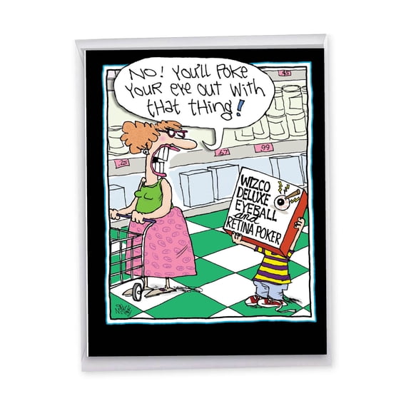 NobleWorks - 1 Jumbo Funny Happy Mother's Day Greeting Card (8.5 x 11 Inch) - poke your eye out Moms day J0082