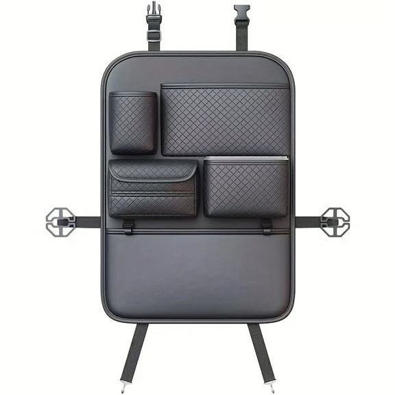 DEXIMRO Car Seat Back Organizer Large Capacity Handbag Holder With Side String Bag Pockets Hanging Carbon Fiber Texture Automobile Storage Bag Behind Seats(Black)