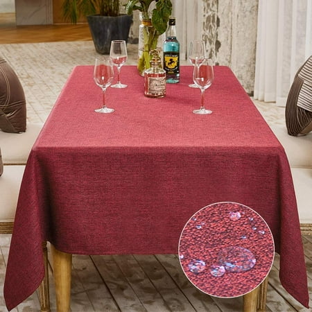 

Rectangle Tablecloth Heavy Weight Classic Table Cloth Washable Wrinkle and Water Resistant (Red 90x132)