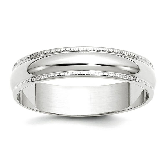 10k White Gold Solid Polished Lightweight 5mm Ltw Milgrain Half Round Band Size 13 Ring Ring for Women and Men