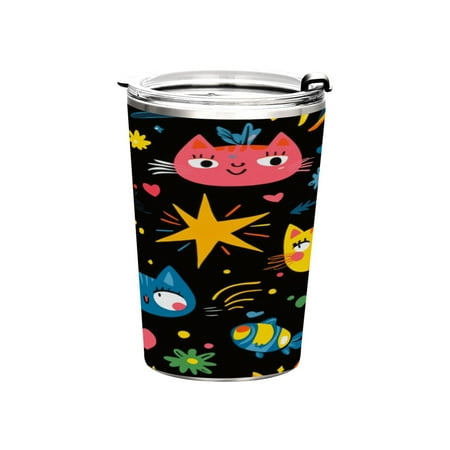 

11oz Double-Wall Vacuum Insulated Stainless Steel Tumbler with Straws Sports Mugs BPA-Free Colorful Cartoon Patterns