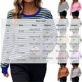 thumbnail image 2 of Perfectbot Women's Oversized Striped Crewneck Sweatshirt, Relaxed Fit Long Sleeve Pullover Fall Winter Top, 2 of 8