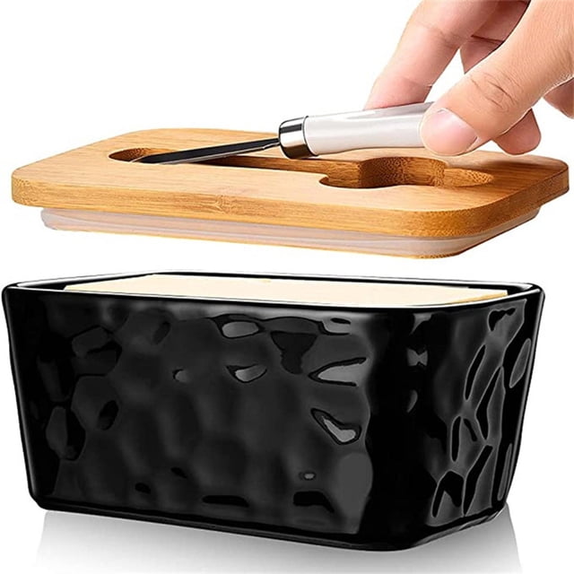 Mantequera , caja de almacenamiento de apta para vavajils capacidad, manteca para cocina, comedor, encimera, , Negro Baoblaze Contenedor de mantenimiento
