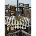thumbnail image 2 of Outdoor Tablecloth with Umbrella Hole for Patio/Picnic/Party/Camping, Sunflowers Waterproof Table Cloth Round Cover Washable, Spring Summer Bees Floral Black Plaid (Dia 60"), 2 of 8