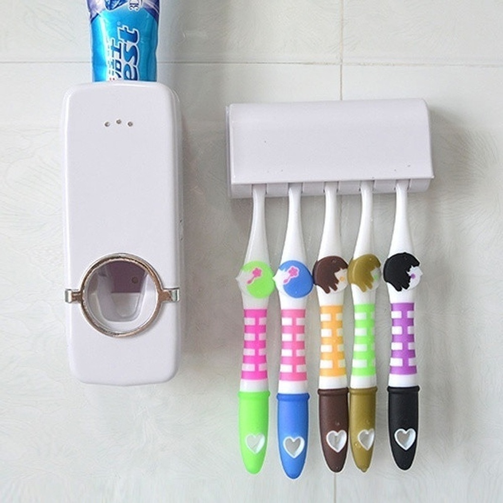 1pcs Tooth Brush Holder Automatic Toothpaste Dispenser+Toothbrush