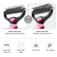 thumbnail image 3 of Pet Grooming Brush Small Double Sided Shedding and Dematting Undercoat Rake Comb for Dogs Cat and Dog Comb Brush Tool Extra Wide Pink, 3 of 8