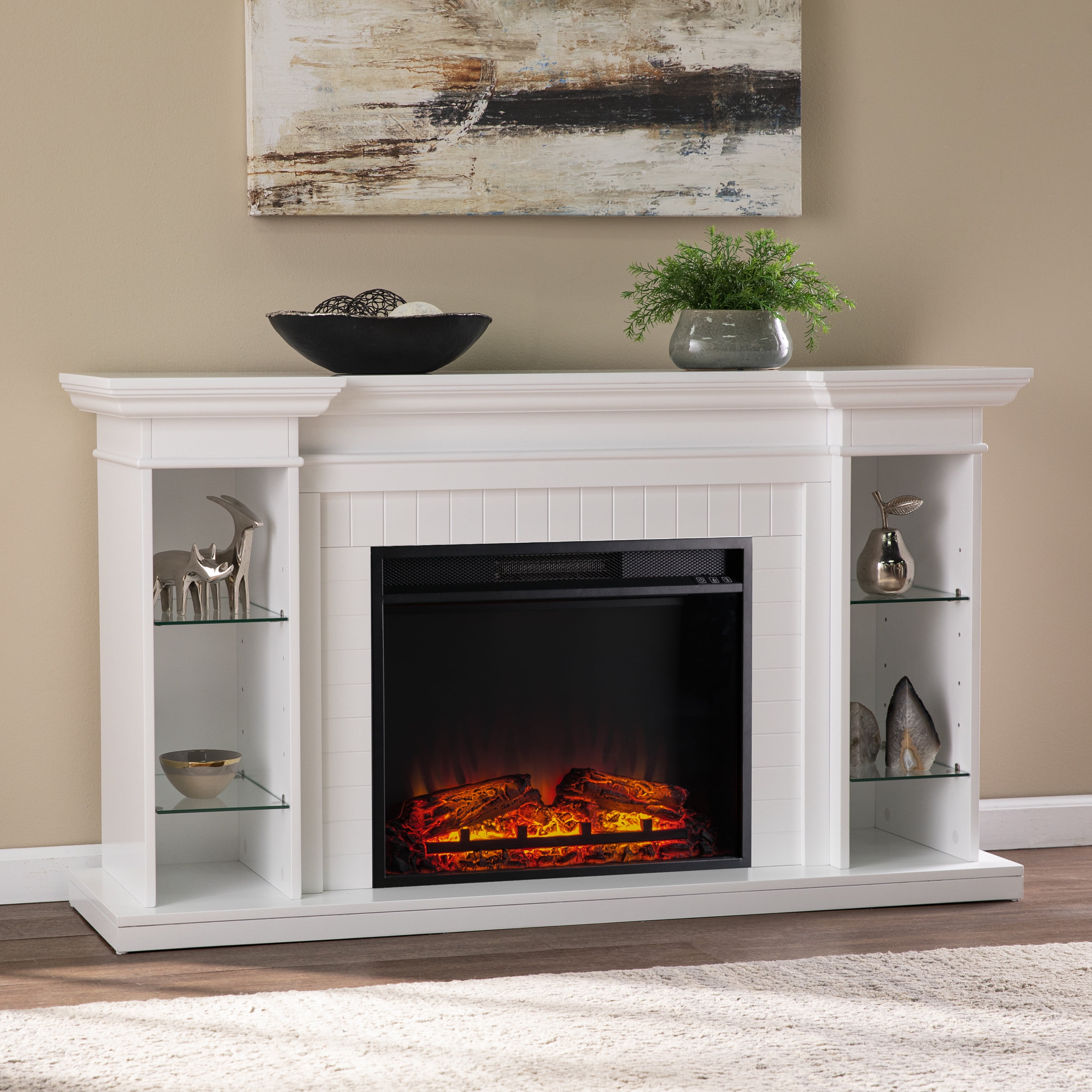 SEI Henslily Transitional style Electric Fireplace in White finish