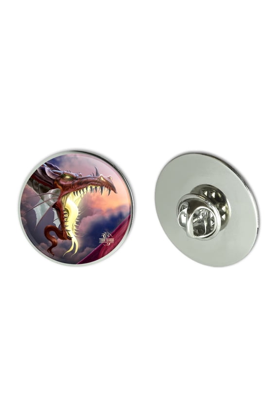 Fantasy Fire Breathing Dragon Flame On Metal 1.1" Tie Tack Hat Lapel Pin Pinback