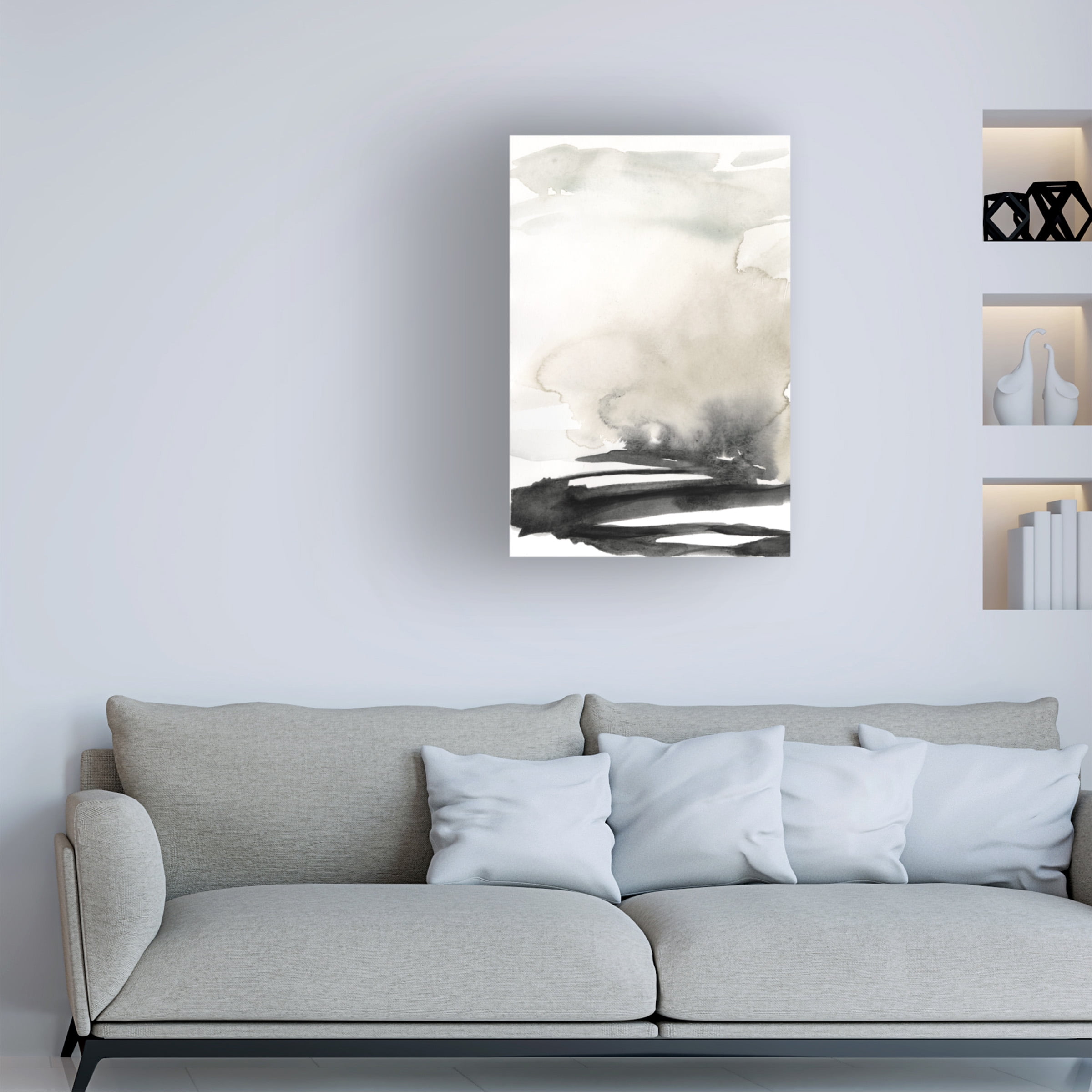 Jennifer Goldberger 'Ebony Horizon Triptych I' Canvas Art