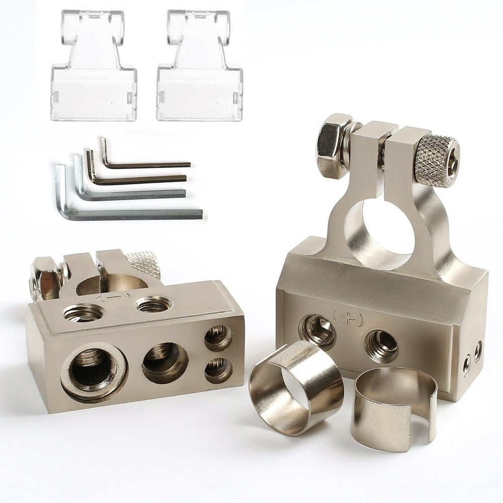 2PCS Battery Terminal Connectors, Positive & Negative 0/2/4/8/10 Gauge