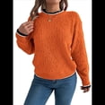 thumbnail image 2 of Suéteres para Mujer con Ribete de Rayas y Hombros Caídos Color Naranja L, 2 of 10