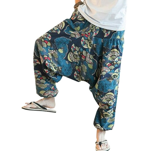Incerun - Men Casual Harem Pants Printed Wide Leg Retro Gypsy Pants Trousers - Walmart.com