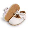 thumbnail image 2 of Baywell Baby Girls Bowknot Mary Jane Flats Wedding Princess Dress Baptism Shoes Rubber Sole PU Leather Infant Toddler First Walking Moccasins Crib Shoes White 0-18M, 2 of 7
