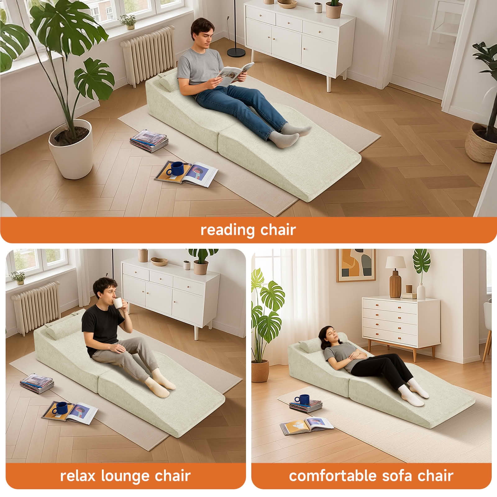 MAYEERTY High-Density Sponge Foldable Tatami Sofa Bed Multi-Use Lounge Chair No Assembly