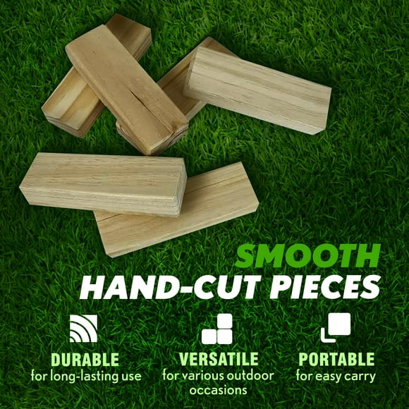 Yard Games Giant Tumbling Timbers 30 Inches Wood Stacking Indoor Outdoor Party Game With Carrying Case For Kids And Adults, Natural