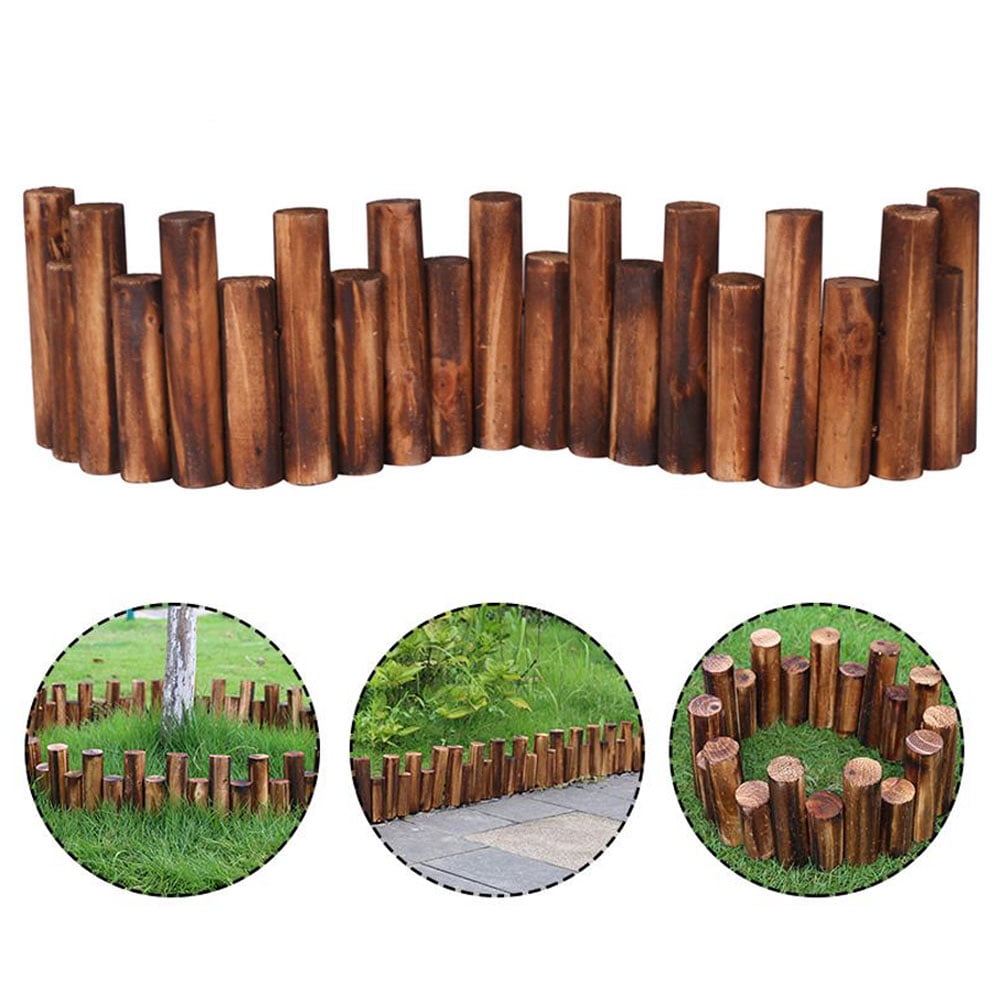 Garden Wood Fencing Lawn Edging 6 x 14cm high Horizontal Wooden Log Panel 