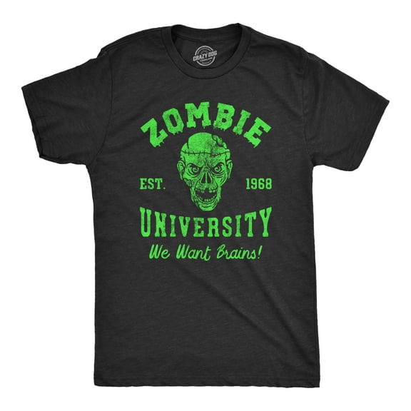 Mens Zombie University T Shirt Funny Undead Academy Tee for Guys Graphic Tees