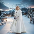 thumbnail image 3 of Women Wedding Cloak Shawl:Wedding Cape,Faux Fur Coat Hooded Cloak,White Faux Fur Jacket Bridal Coats Wraps, 3 of 7