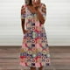 thumbnail image 1 of Vestido con cuello en V cruzado con estampado floral de verano para mujer Vestidos maxi largos bohemios fluidos, rojo (4xl) Feliz Sencillez, 1 of 3