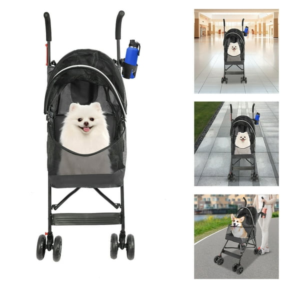 Miumaeov 10kg/22 lbs Portable Pet Stroller Foldable Pet Stroller Small & Medium-sized Dogs Cats Trolley Black