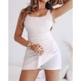 thumbnail image 3 of CHICME Dresses for Women Square Neck Sleeveless Twisted Backless Zipper Slim Fit Mini Bodycon Dress with Shorts White-L, 3 of 9
