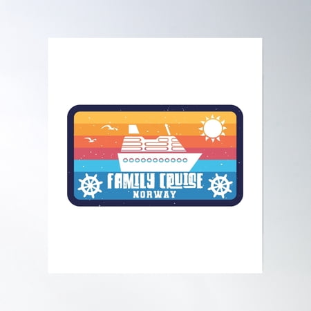 Family Cruise Norway - Retro Style Poster Wall Art, Modern Wall Decor, 8x12 UNFRAMED