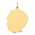 thumbnail image 1 of 14K Yellow Gold Plain Large .018 Gauge Facing Left Engravable Boy Head Charm, 1 of 2