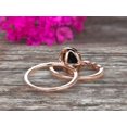 thumbnail image 2 of Milgrain 2.50 Carat Oval Cut Black Diamond Moissanite Wedding Set Bridal Ring On 10k Rose Gold Halo Art Deco Stacking Matching Band Glaring Shining Startling Staggering, 2 of 5
