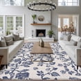 thumbnail image 4 of Blue Floral Leaf Large Area Rugs for Bedroom Living Room, Soft Non Slip Carpet Bedside Rug, Retro Farmhouse Plant Tree Branch Rectangular Floor Cover Kitchen Accent Rug 8'x10' for Dining Room/Office, 4 of 9