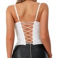 thumbnail image 6 of Women Floral Lace Hook Front Corsets Camisole Solid Color Spaghetti Straps Underwire Fish Boned Fitted Bustier Crop Top, 6 of 8