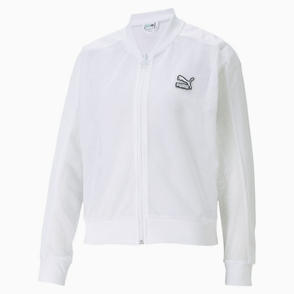 Puma Womens Classics Mesh Bomber Jacket,White,XS