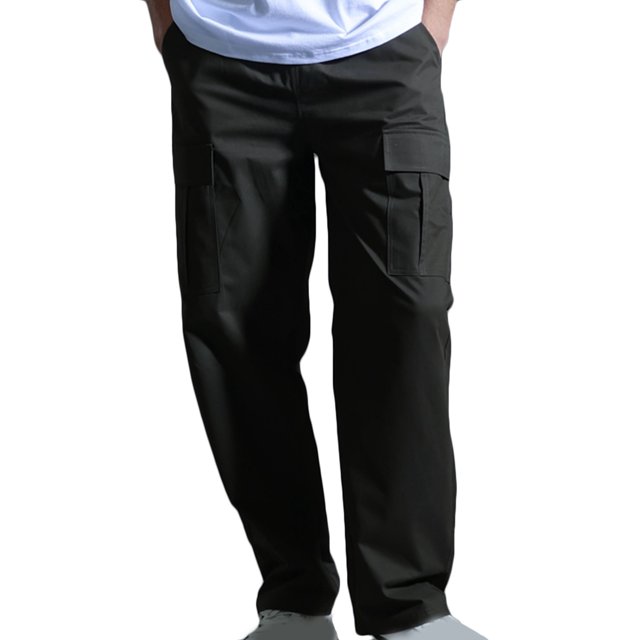 Pants for Men, Mens Casual Fashion Solid Multiple Pockets Pants Drawstring Elastic Waist Pants