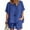 Blue, variant on PATLOLLAV Summer Womens Casual Round Neck Short Sleeve Tops and Shorts Two Pieces Set
