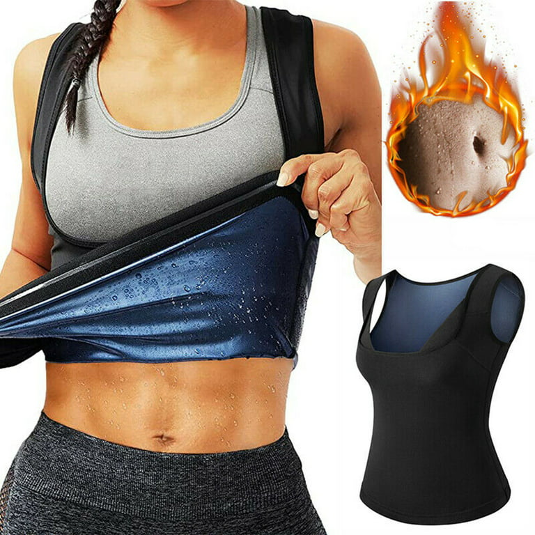 Women's Workout Tank Top Sauna Vest Sweat Enhancing Waist Trainer Slimming  Body Shaper Gym Fitness Polymer Shirt, XL