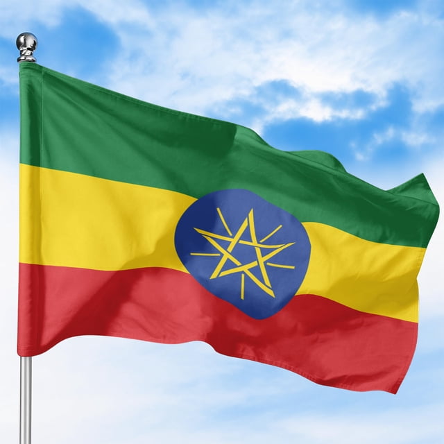 Ethiopia Drapeau d'Extérieur (2 X 3 Pi) par DreamController - Polyester Durable et Résistant à la Décoloration, à Double Piqûre, Oeillets en Laiton - Drapeau Africain Eastern Imprimé HD - Fabriqué aux É.-U.