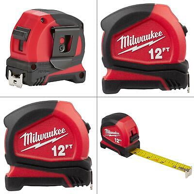 

12 Ft. Compact Tape Measure | Milwaukee Coated Ft Blade Nylon Measuring Tool +