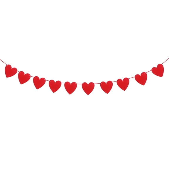 AUQ 2.5 Meters Hanging Decor Red Love Heart Bunting Banners Garland Wedding Valentine's Day Birthday Bridal Shower Marriage Proposal Romantic Decorations Backdrop Party Supplies
