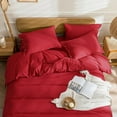 thumbnail image 3 of Cotton Duvet Cover Queen Size Pinstriped Comforter Cover with Button Washed Cotton Breathable Soft Solid Bedding Set Duvet Cover ×in & Pillowcases (NO Comforter), 3 of 9