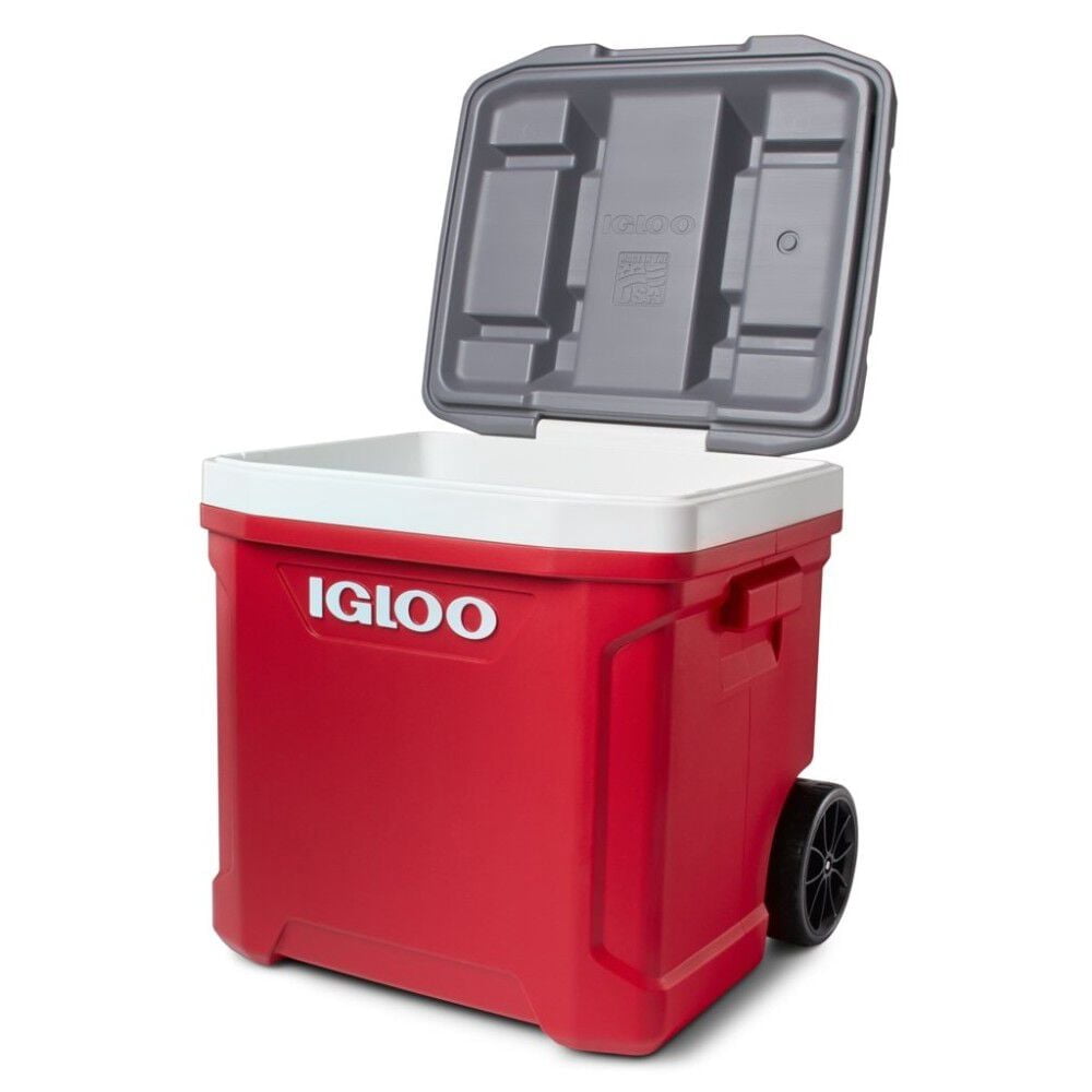 IGLOO Latitude 60 Qt Roller Cooler, Red