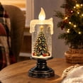 thumbnail image 3 of Christmas Snow Globe Candle Lamp Plain Swirl Lighted Swirling Water Snowflake Tabletop Decor, 3 of 5