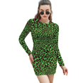 thumbnail image 1 of Pink Green Leopard Print Cool Animal Print Punk Glam Pattern Sweetheart Knot Flared Dress Fashion Design Large Size Loose Dress, 1 of 5