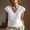 Shirts-96White, variant on Gamivast Ruffled Blouses for Women Solid Regular Fit V-Neck Short Sleeve Tops Button Down Cute Blouses Frill Trim Summer Date Night Outfits