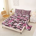 thumbnail image 2 of Castle Fairy Abstract Camo Moose Deer Bed Sheets 4-Piece,Jungle Animal Polka Dots Full Size Sheets,Hot Pink Brown,1 Fitted Sheet, 1 Flat Sheet and 2 Pillowcases, 2 of 6